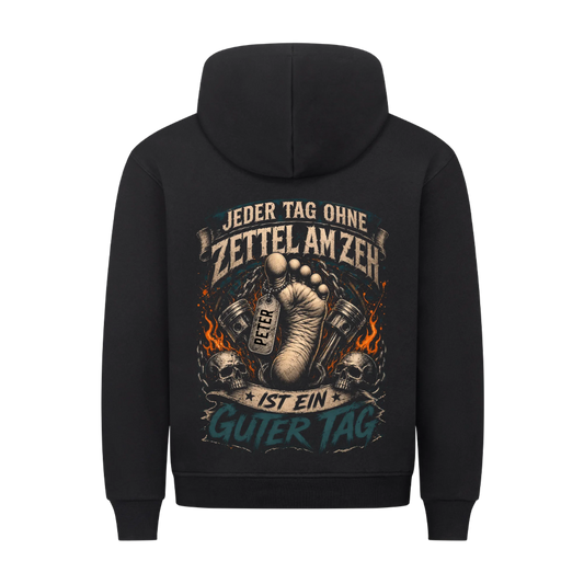Jeder Tag ohne Zettel am Zeh Biker Skul Name personalisiert Premium Hoodie