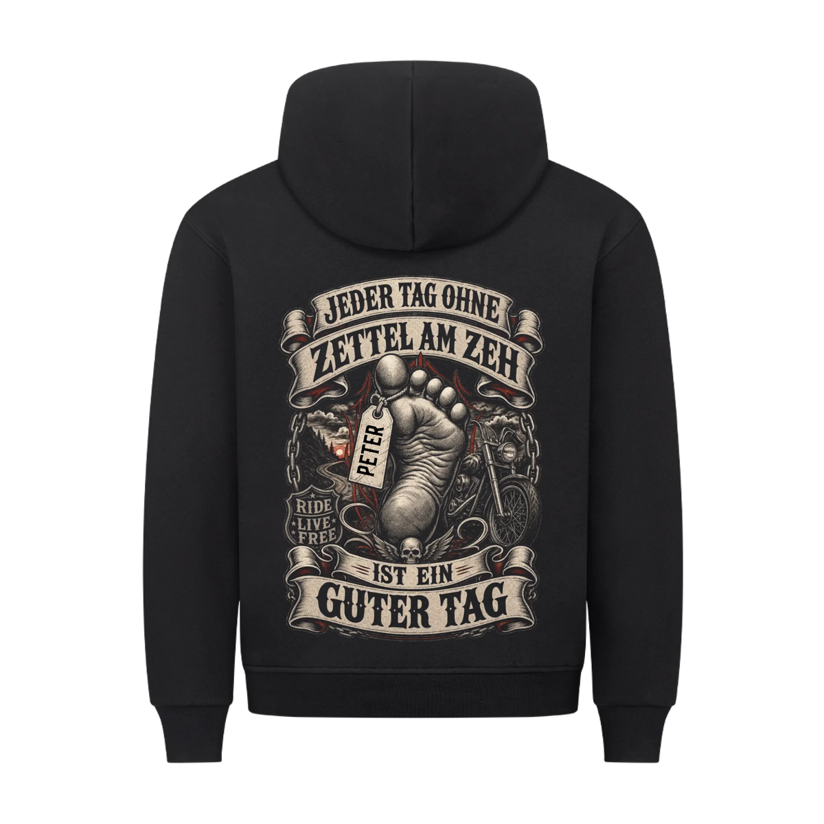 Jeder Tag ohne Zettel am Zeh Name personalisiert Premium Hoodie