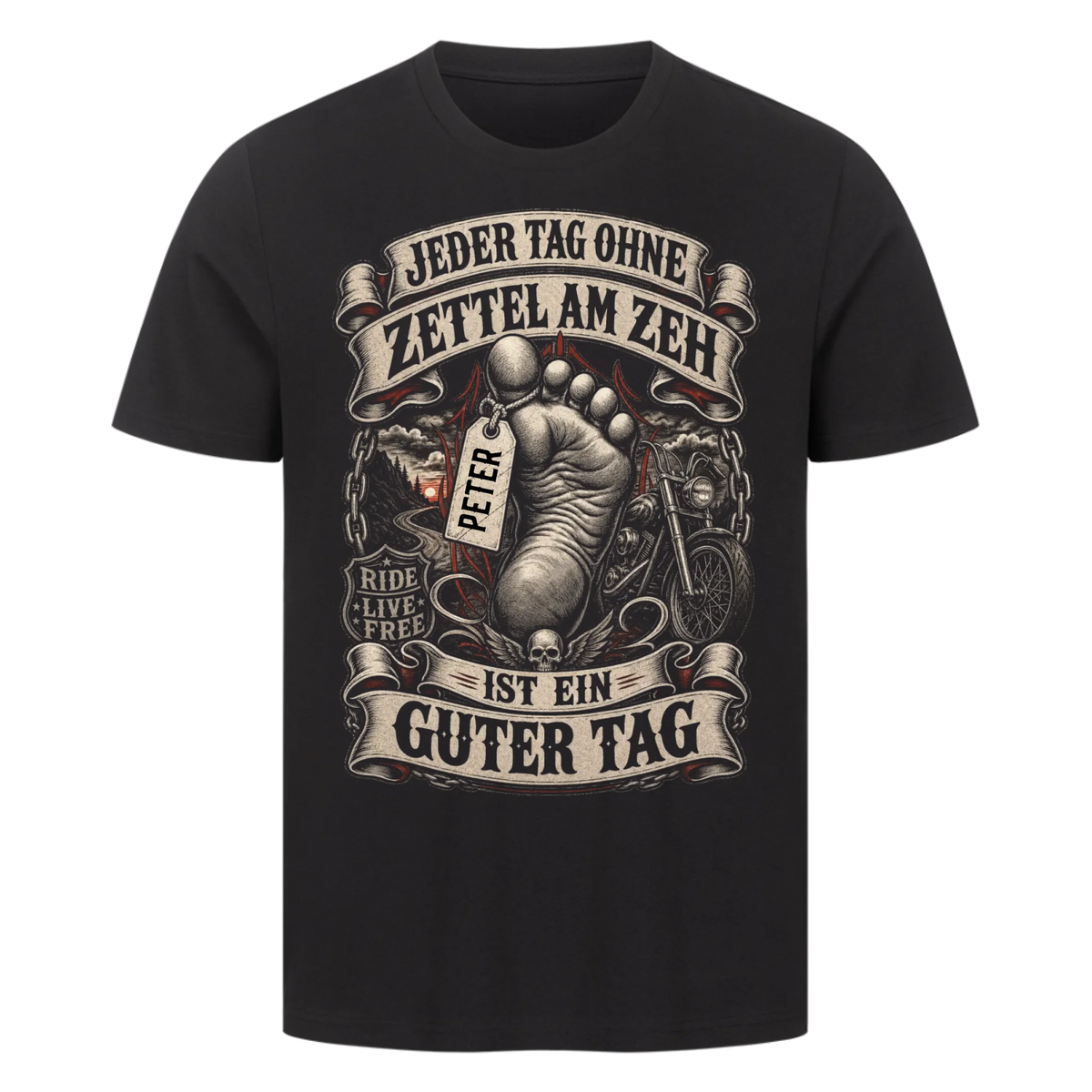 Jeder Tag ohne Zettel am Zeh Biker Name personalisiert Premium T-Shirt