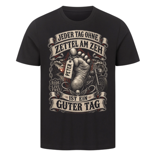 Jeder Tag ohne Zettel am Zeh Biker Name personalisiert Premium T-Shirt