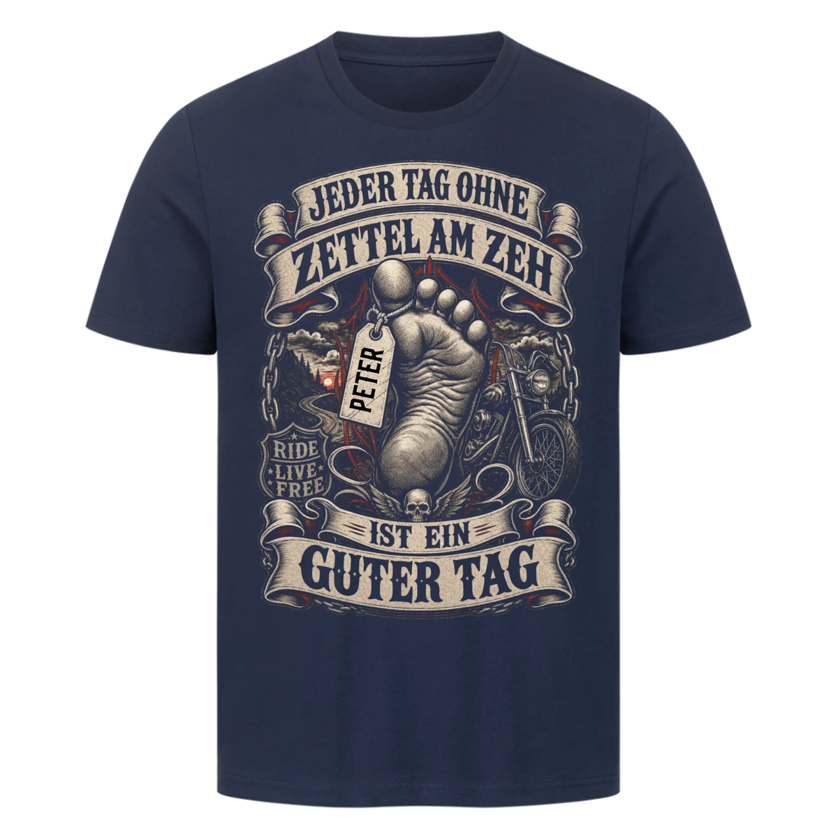Jeder Tag ohne Zettel am Zeh Biker Name personalisiert Premium T-Shirt
