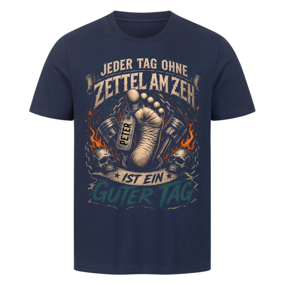 Jeder Tag ohne Zettel am Zeh Biker Skul Name personalisiert Premium T-Shirt