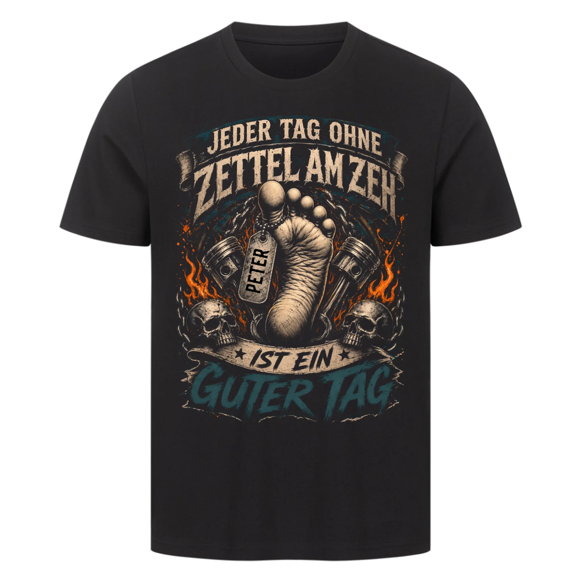 Jeder Tag ohne Zettel am Zeh Biker Skul Name personalisiert Premium T-Shirt