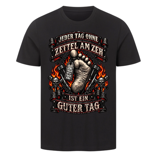 Jeder Tag ohne Zettel am Zeh Biker Flammen Name personalisiert Premium T-Shirt