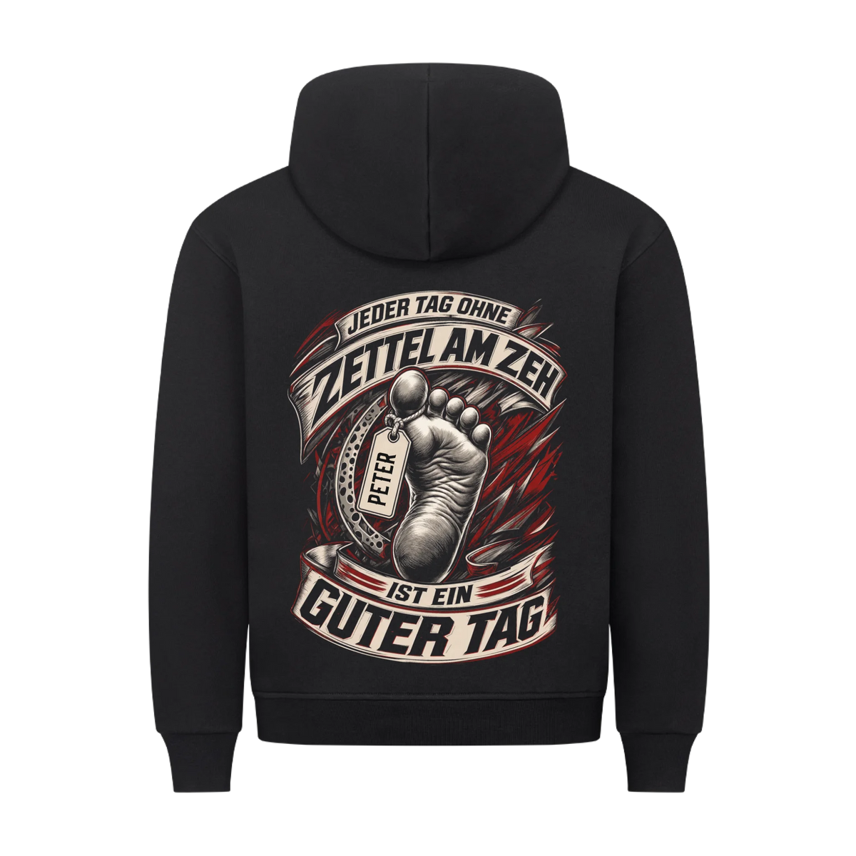 Jeder Tag ohne Zettel am Zeh Biker Sport Name personalisiert Premium Hoodie