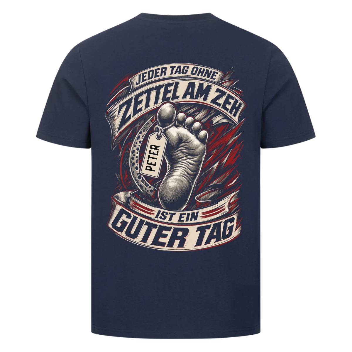 Jeder Tag ohne Zettel am Zeh Biker Sport Name personalisiert Premium T-Shirt Rückendruck