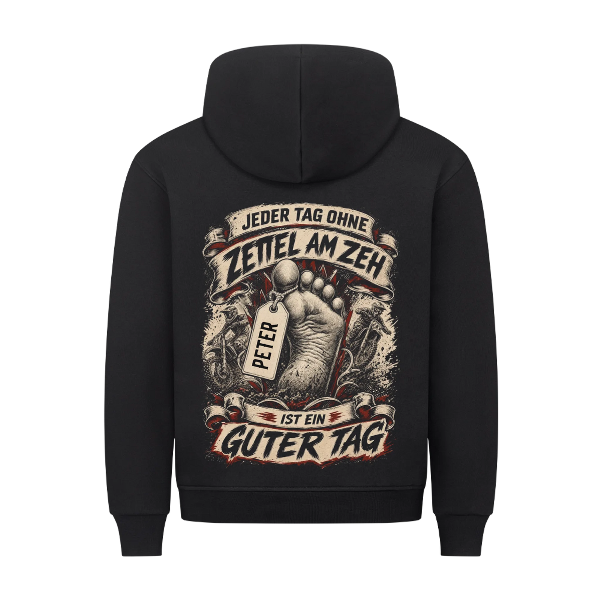 Jeder Tag ohne Zettel am Zeh Biker Motocross Name personalisiert Premium Hoodie
