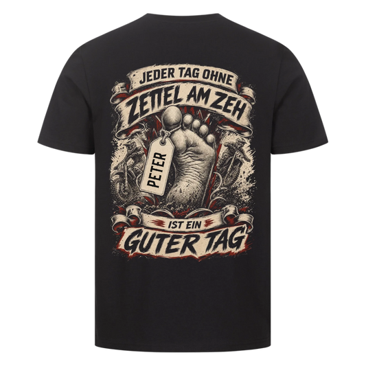 Jeder Tag ohne Zettel am Zeh Biker Motocross Name personalisiert Premium T-Shirt Rückendruck