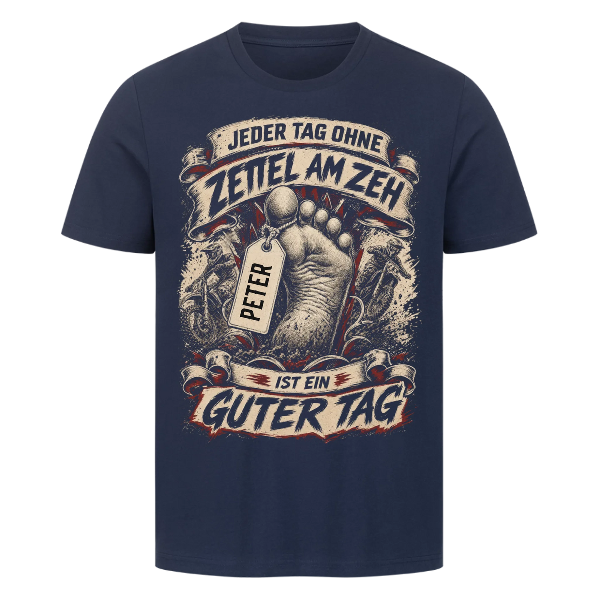 Jeder Tag ohne Zettel am Zeh Biker Motocross Name personalisiert Premium T-Shirt