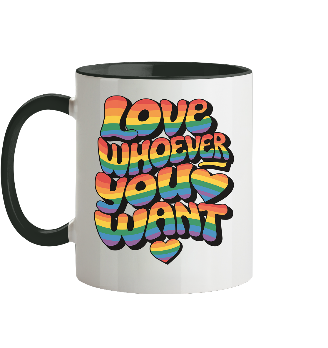 "Love whoever you want" – LGBTQ-Design - Tasse zweifarbig