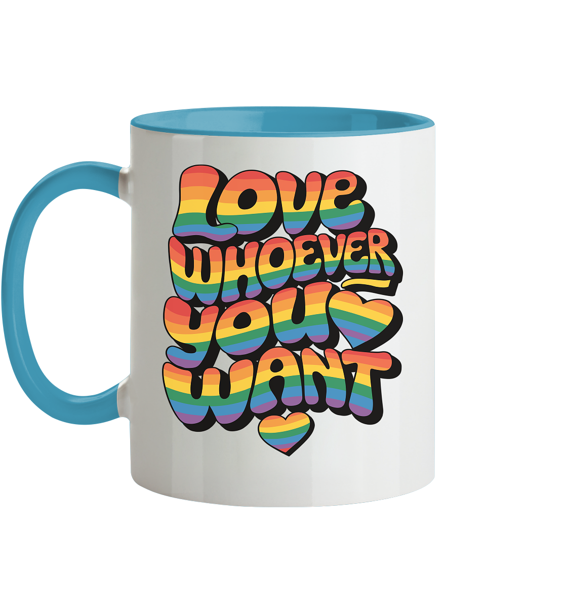 "Love whoever you want" – LGBTQ-Design - Tasse zweifarbig