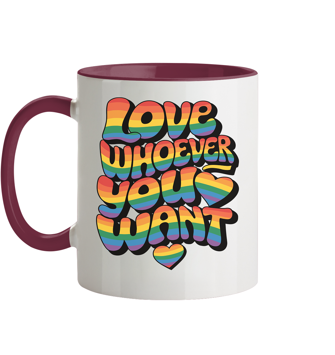 "Love whoever you want" – LGBTQ-Design - Tasse zweifarbig