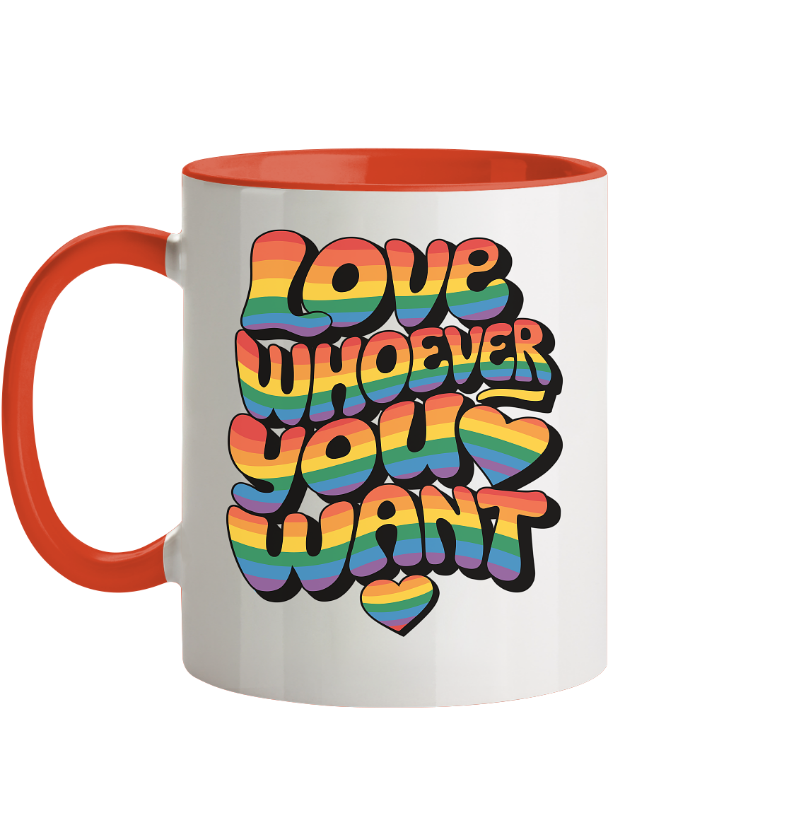 "Love whoever you want" – LGBTQ-Design - Tasse zweifarbig