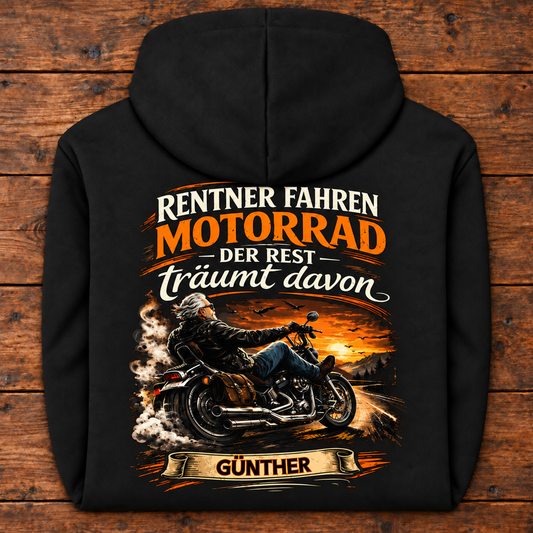 Rentner fahren Motorrad der Rest träumt davon personalisiert Premium Hoodie