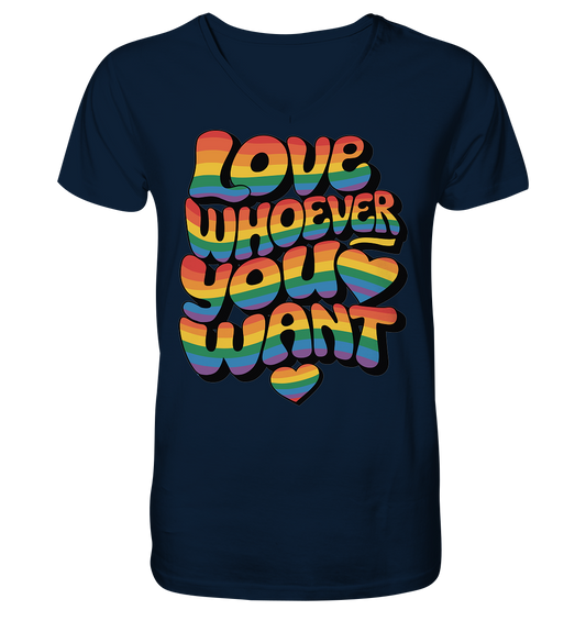 "Love whoever you want" – LGBTQ-Design - Mens Organic V-Neck Shirt