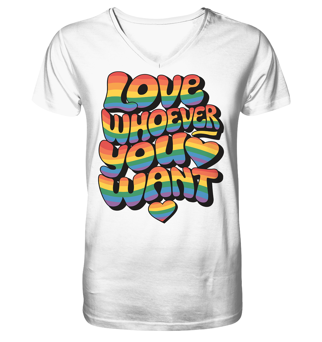 "Love whoever you want" – LGBTQ-Design - Mens Organic V-Neck Shirt