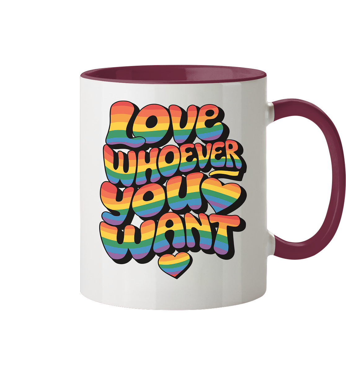 "Love whoever you want" – LGBTQ-Design - Tasse zweifarbig