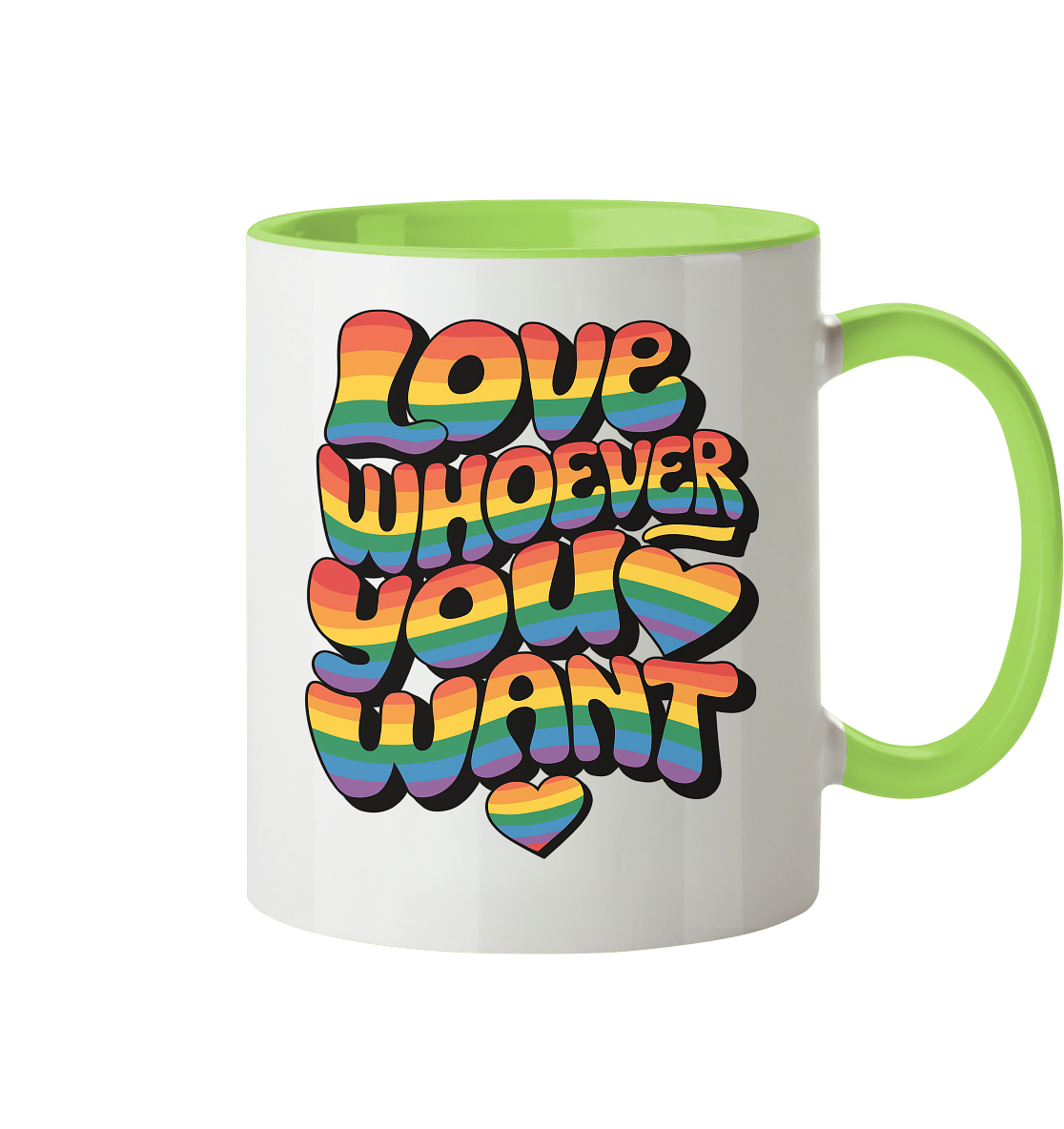 "Love whoever you want" – LGBTQ-Design - Tasse zweifarbig